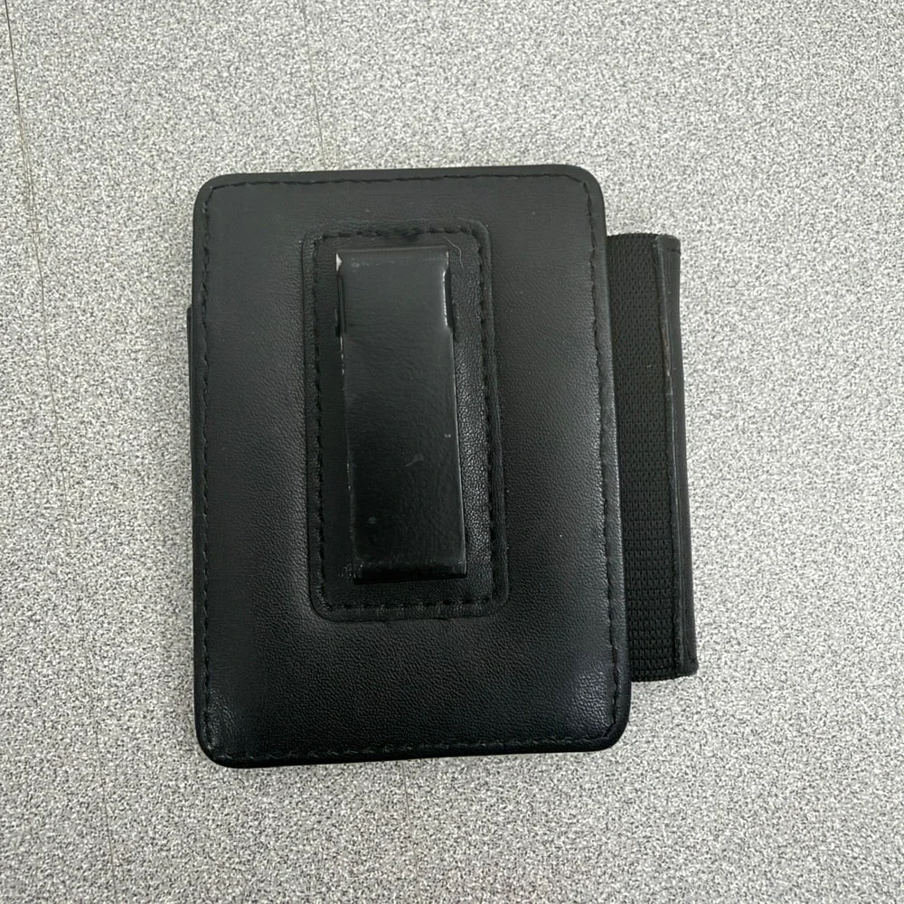 Briggs & Riley Wallet Mens Black Leather Card Case Money Clip Travel Slim Office